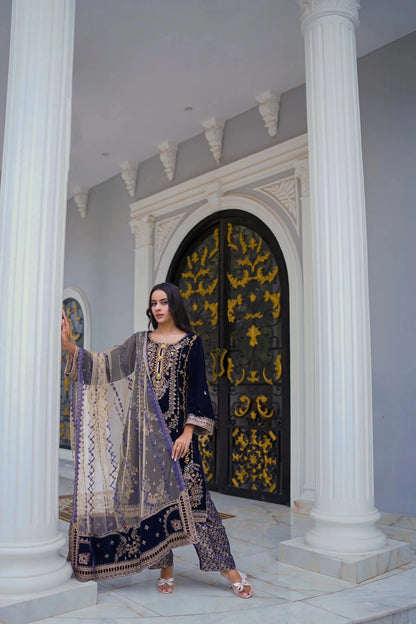 Mehré Saphire Velvet 3 Piece Suit