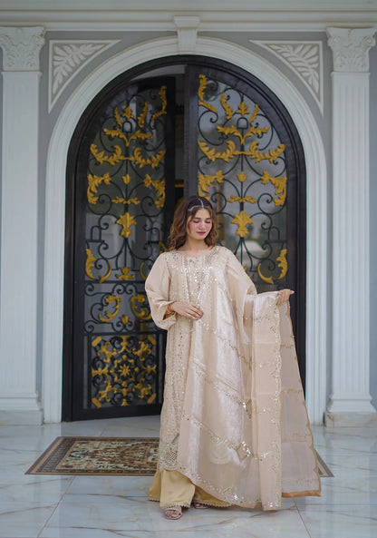 Mehré Golden Satin 3 Piece Suit