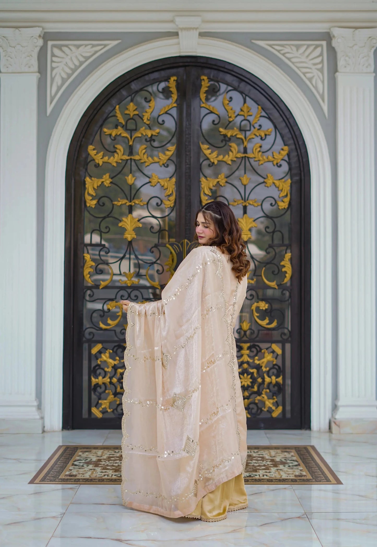 Mehré Golden Satin 3 Piece Suit