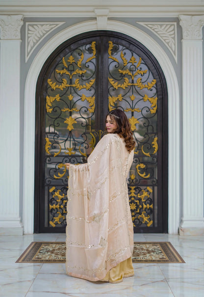 Mehré Golden Satin 3 Piece Suit