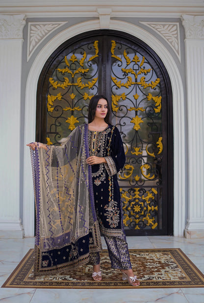 Mehré Saphire Velvet 3 Piece Suit