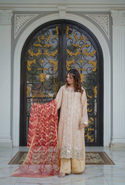 Mehré Golden Satin 3 Piece Suit