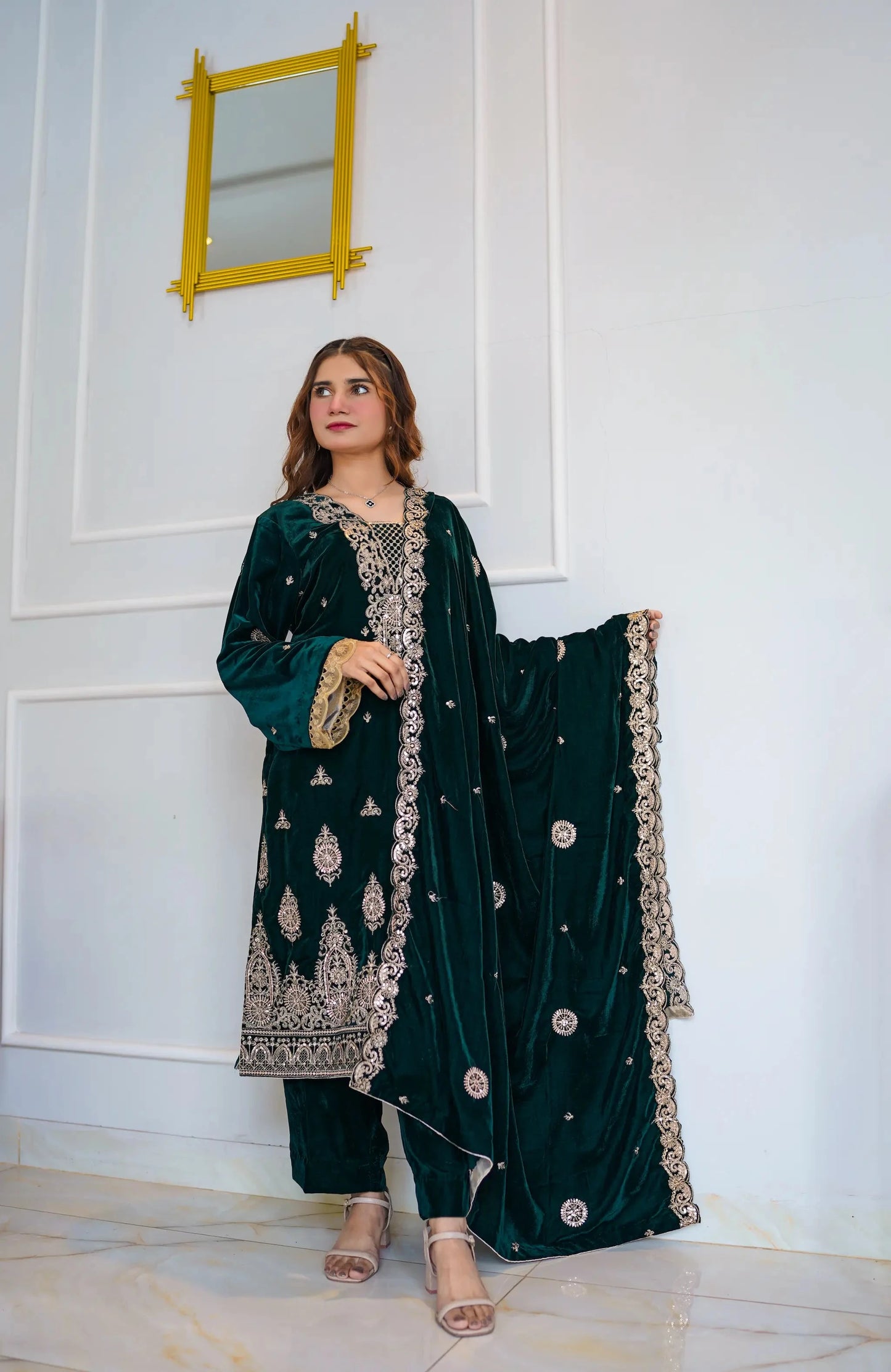 Mehré Emerald Velvet 3 Piece Suit