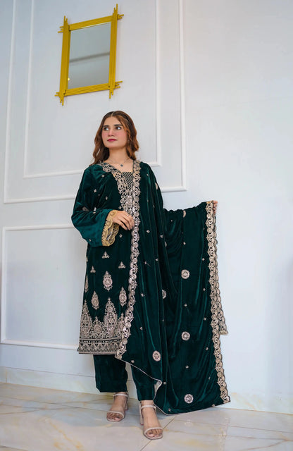 Mehré Emerald Velvet 3 Piece Suit