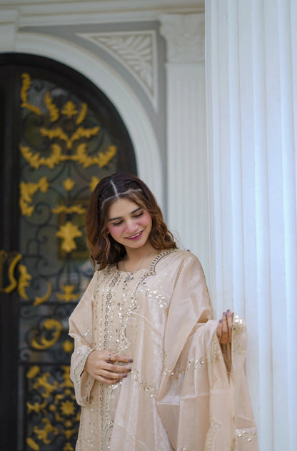 Mehré Golden Satin 3 Piece Suit