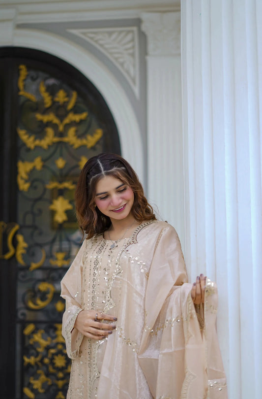 Mehré Golden Satin 3 Piece Suit